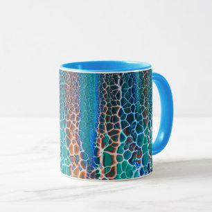 Mug Verre Turquoise orange abstrait