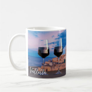 Mug Verres à vin avec vue coucher de soleil sur La Val