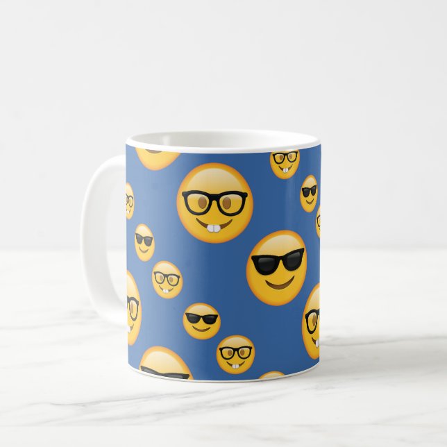 Mug Verres modelés Emojis de bleu (Devant gauche)