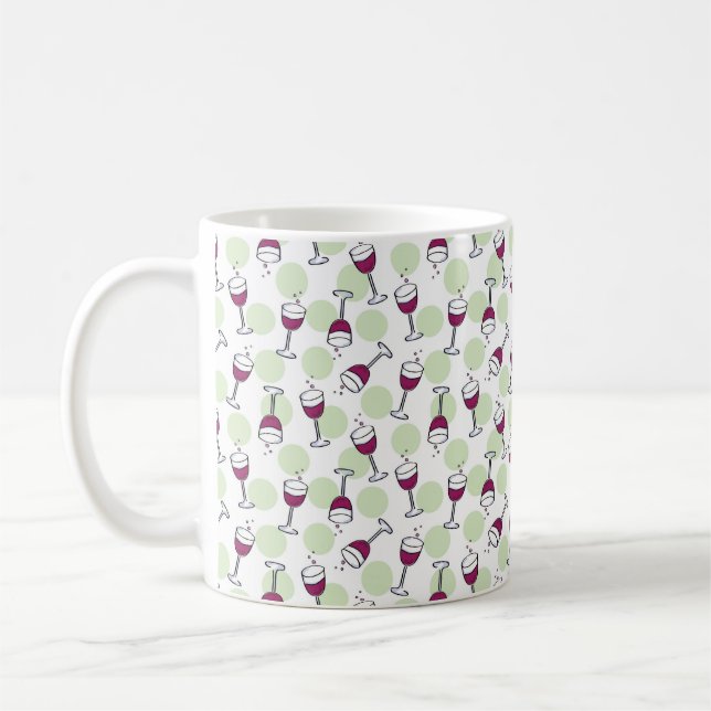 Mug Verrres à vin rouge Melot Bulles Illustration (Gauche)