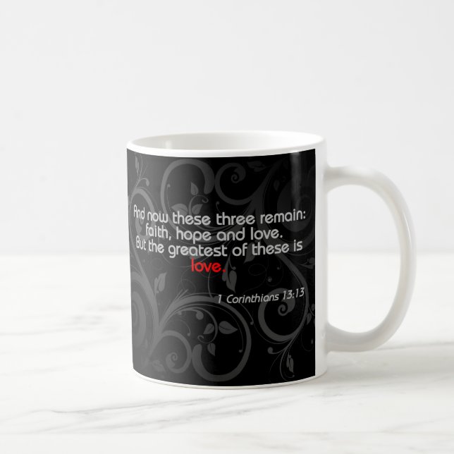 Mug Vers de bible d'amour, noir/rouge (Droite)
