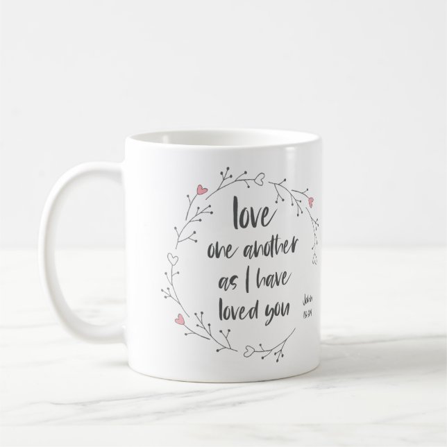 Mug Verse biblique : Amour mutuel (+ coeurs) (Gauche)