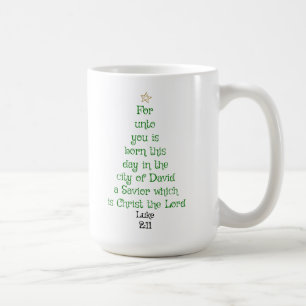 Mug Verse de l'écriture de l'arbre de Noël (Luc 2:11)