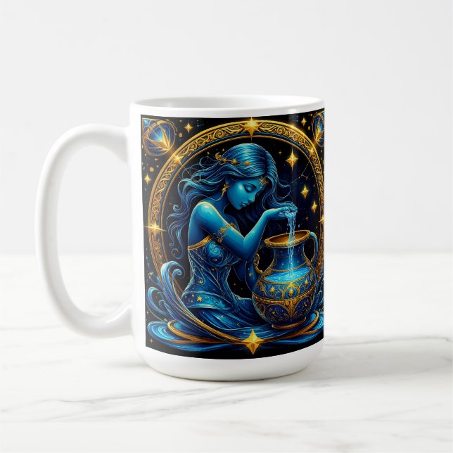 Mug ♒ Verseau Lueur Cosmique 🌌 Beau Zodiaque (Gauche)