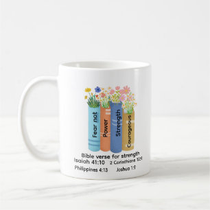 Mug verset biblique de force , amateur de livre floral