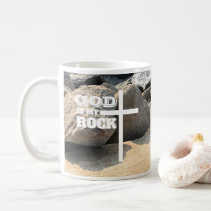 Mug Verset biblique Dieu est mon Rocher Croix blanche
