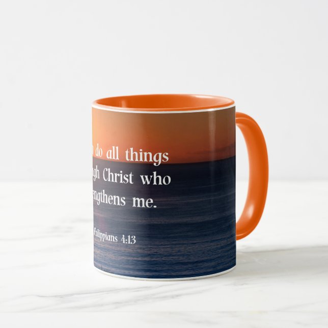 Mug verset biblique, Philippiens 4:13, (Devant droit)