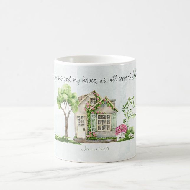 Mug Verset biblique Pour Moi et Ma Maison Aquarelle (Centre)