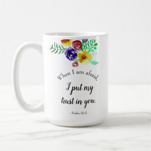 Mug verset biblique sur la peur Aquarelle Fleurs Foi