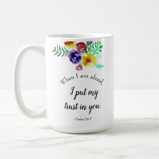 Mug verset biblique sur la peur Aquarelle Fleurs Foi