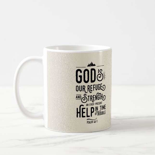 Mug Verset de la Bible chrétienne Dieu est notre Refug (Gauche)