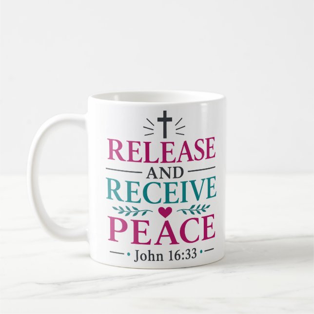 Mug Verset de la Bible chrétienne Libérez et recevez l (Gauche)