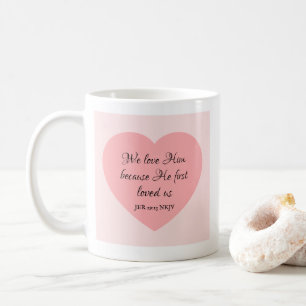 Mug Verset de la Bible Dieu t'aime Cœur rouge rosé Sim