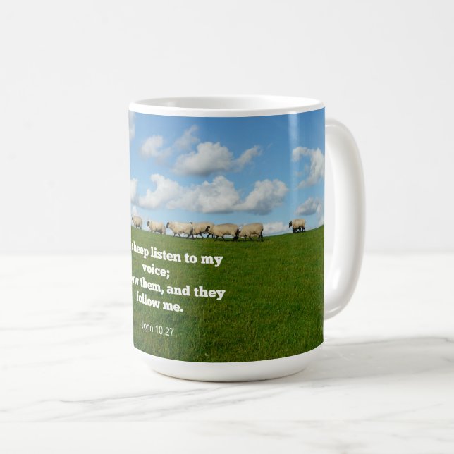 Mug verset de la Bible, Jean 10:27, Mon mouton... (Devant droit)