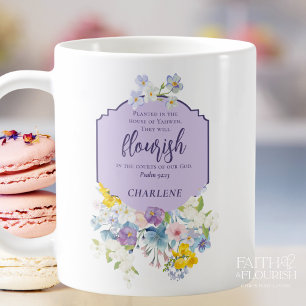 Mug Verset de l'Écriture Florale Pastel Élégant Person