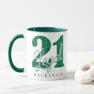 Mug Vert 21 et juridique   21e anniversaire élégant