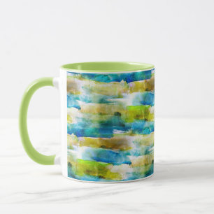 Mug Vert abstrait d'aquarelle, bleu