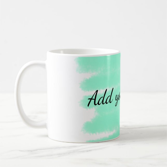Mug Vert aquarelle ajouter nom message texte lancer (Gauche)