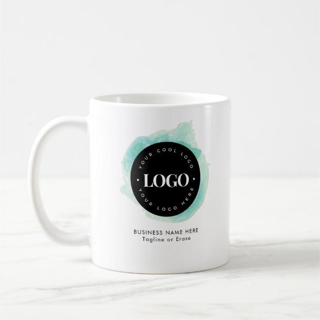 Mug Vert aquarelle personnalisée Entreprise Logo Entre (Gauche)