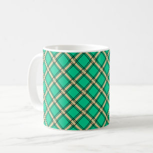 Mug Vert beige, motif carreaux