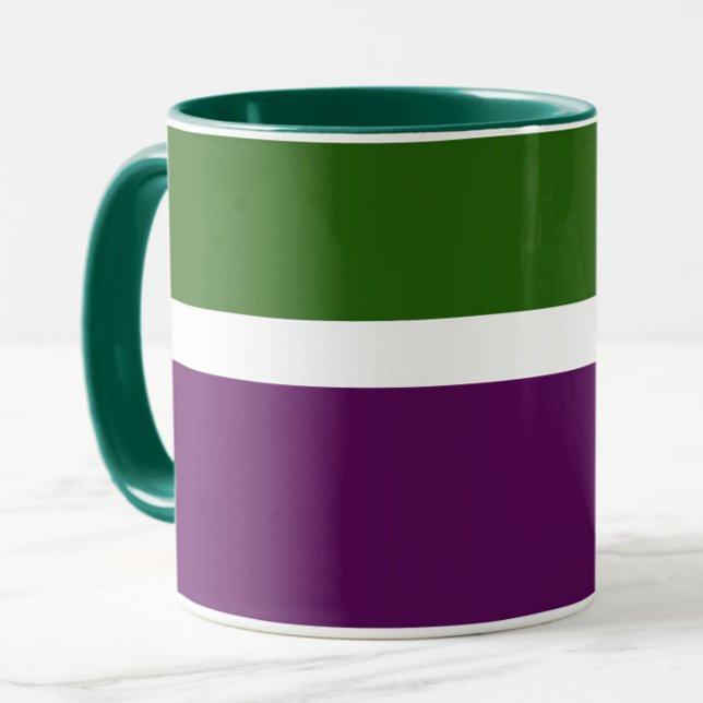 Mug Vert blanc violet couleur pâle Design de bloc de c (Créateur téléchargé)