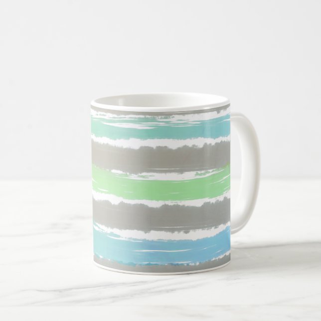 Mug Vert Bleu Bois sec Gris Aquarelle Gris (Devant droit)