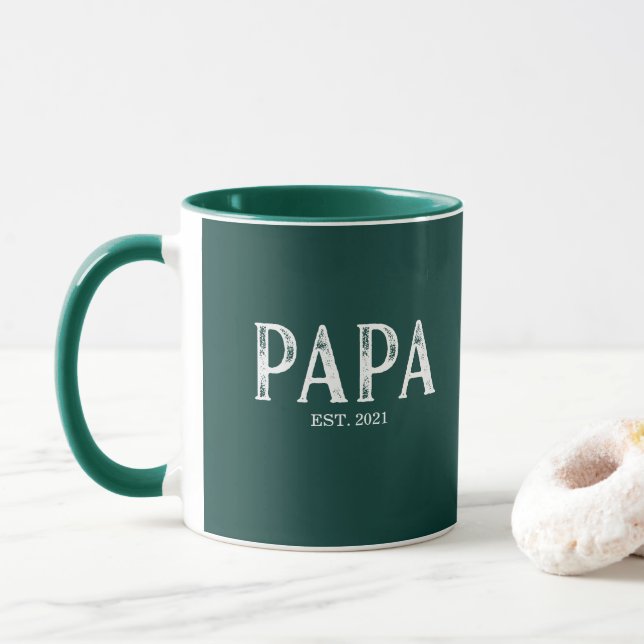 Mug Vert Chasseur Année de création Papa (Avec donut)