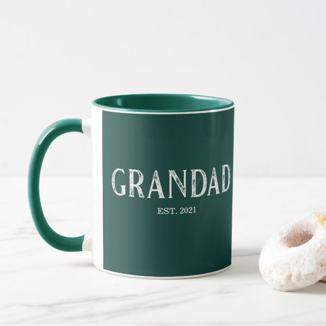 Mug Vert Chasseur Grand-père Année de Fondation (Avec donut)