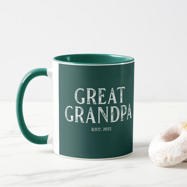 Mug Vert Chasseur Grande-Père Année de Fondation (Avec donut)
