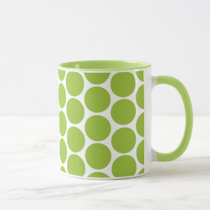 MUG VERT DE LIME MODERNE, POIS BLANCS