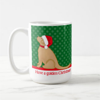 Mug vert de Noël avec Retriever doré