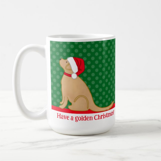 Mug vert de Noël avec Retriever doré (Gauche)