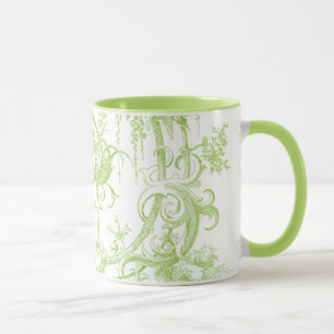 Mug Vert élégant floral, de feuille et Aqua