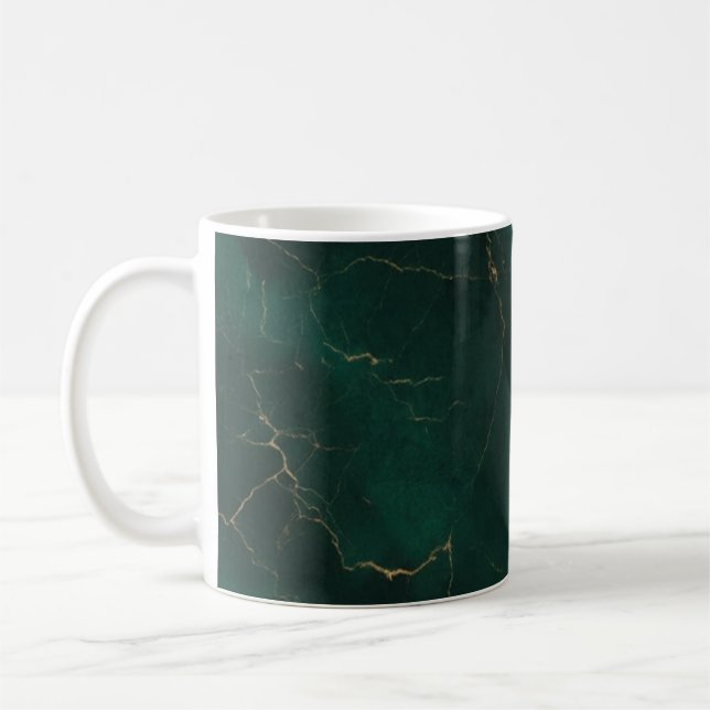 Mug Vert émeraude et or Marbre Texture Luxe (Gauche)