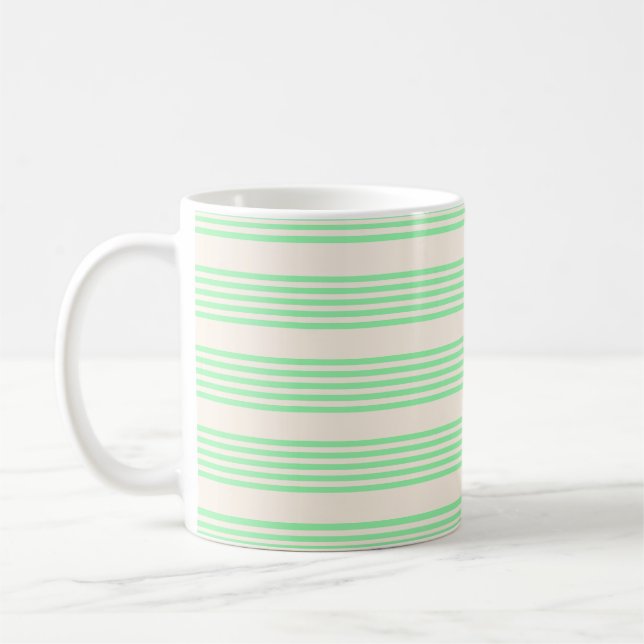 Mug Vert et beige cinq rayures motif (Gauche)