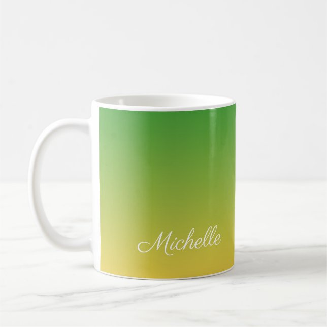 Mug Vert et jaune foncé personnalisé (Gauche)