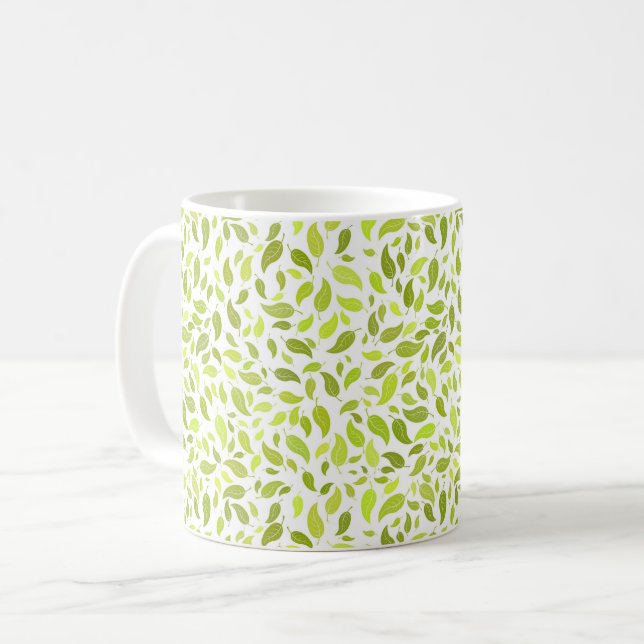Mug Vert Feuille Nature Imprimer, Plante Motif feuille (Devant gauche)
