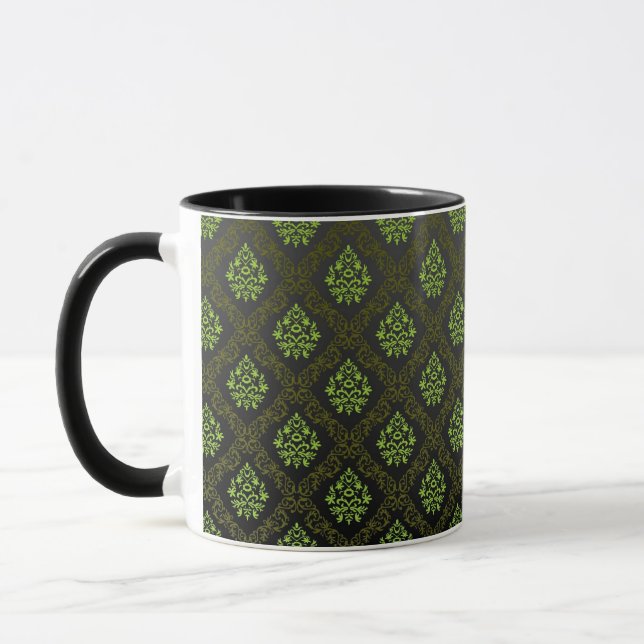 Mug Vert floral de papier peint (Gauche)