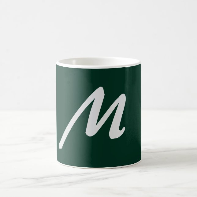 Mug Vert foncé uni élégant moderne monogramme propre n (Centre)