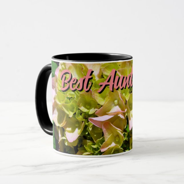 Mug Vert jaune rose Hydrangea meilleure fille jamais (Devant gauche)