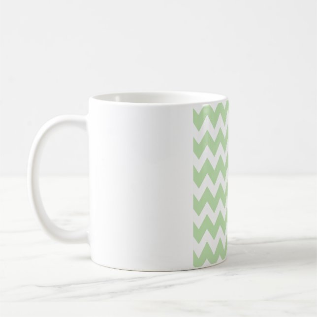 Mug Vert Menthe Douce Chevron – Zigzag Blanc Propre (Gauche)