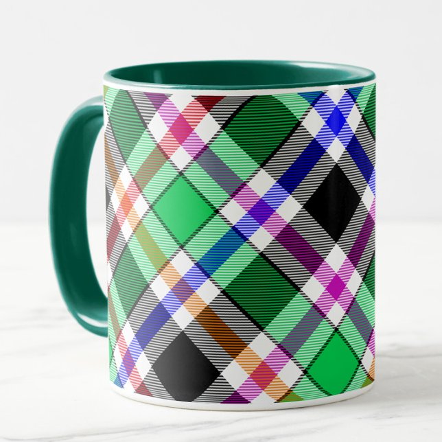 Mug Vert Noir Multicolore Flanelle Carreaux Tartan (Créateur téléchargé)