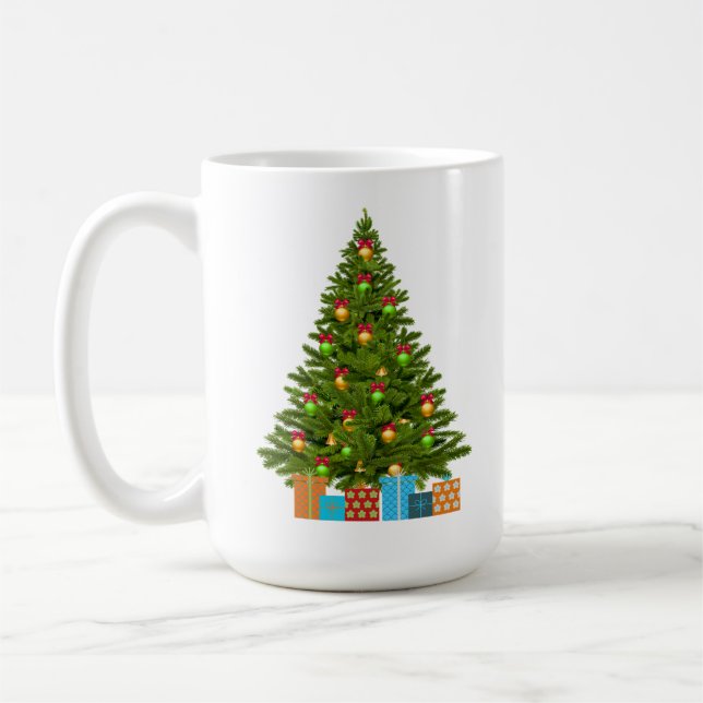 Mug Vert, Or, et Cadeaux avec l'Arbre Vert (Gauche)