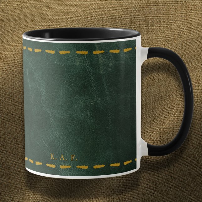 Mug Vert restaurateur en cuir cousu (Créateur téléchargé)