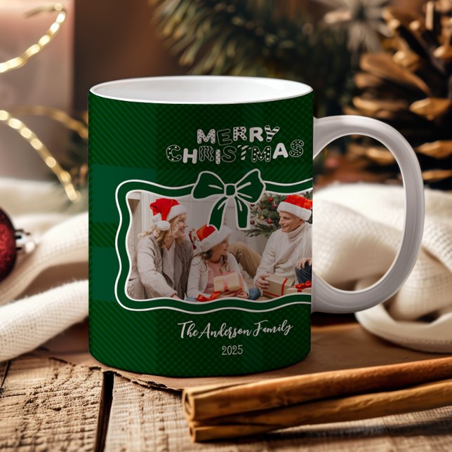 Mug Vert rétro à carreaux Noël fantaisiste  (Créateur téléchargé)