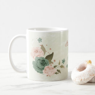Mug vert sauge blush floral 