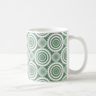 Mug Vert sauge et motif de cercles géométriques blancs