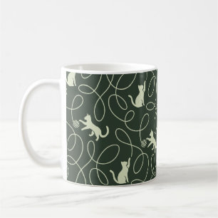 Mug Vert sauge forestier neutre terreux chat et boule