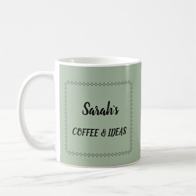 Mug Vert sauge moderne personnalisé (Gauche)