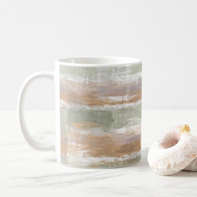 Mug Vert sauge violet orange blanc rayures aquarelle (Avec donut)